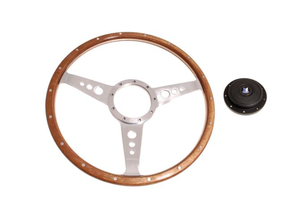 5-VOLANTE Y CENTRO-Moto-Lita-Madera-15"-Columna fija-Curvatura-Radios pulidos-Agarre grueso