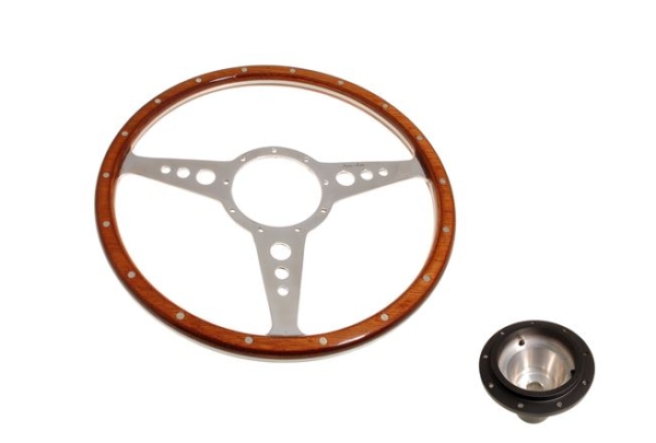 5-VOLANTE Y CENTRO-Moto-Lita-Madera-15"-Columna fija-Plano-Bocina original