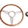 5-VOLANTE Y CENTRO-Moto-Lita-Madera-15"-Columna fija-Plano-Bocina original-Emp.