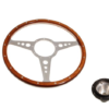5-VOLANTE Y CENTRO-Moto-Lita-Madera-15"-Columna fija-Plano-Bocina original-Plano.-Agarre grueso
