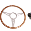 5-VOLANTE Y CENTRO-Moto-Lita-Madera-15"-Columna ajustable-Emp.-Radios pulidos-Agarre grueso
