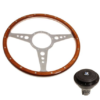 5-VOLANTE Y CENTRO-Moto-Lita-Madera-15"-Columna ajustable-Bocina original-Plano-Radios pulidos-Agarre grueso