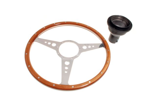 5-VOLANTE Y CENTRO-Moto-Lita-Madera-15"-Columna ajustable-Bocina original-Plano