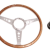 5-VOLANTE Y CENTRO-Moto-Lita-Madera-15"-Columna ajustable-Bocina original-Curvatura