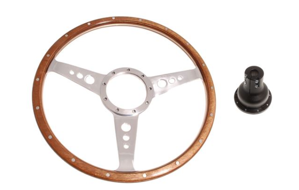 5-VOLANTE Y CENTRO-Moto-Lita-Madera-15"-Columna ajustable-Bocina original-Curvatura