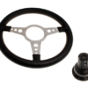 6-VOLANTE Y CENTRO-Moto-Lita-Cuero-14"-Columna ajustable-Plano-Radios pulidos