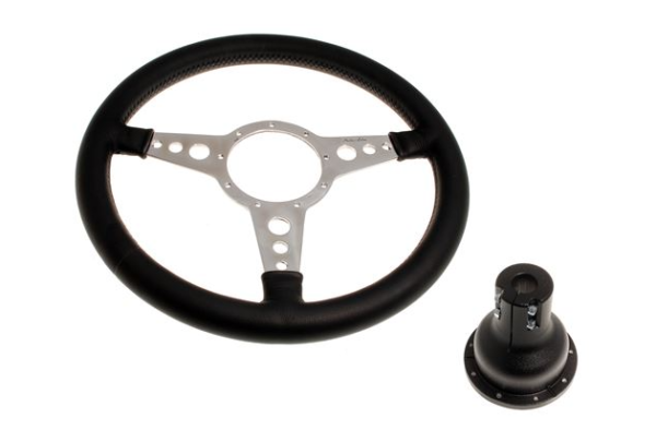 6-VOLANTE Y CENTRO-Moto-Lita-Cuero-15"-Columna ajustable-Bocina original-Plano