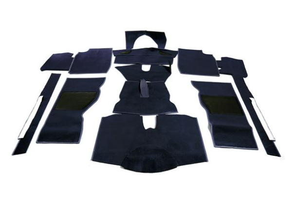 1-JUEGO DE ALFOMBRAS DE LANA-Alta calidad-Azul oscuro
