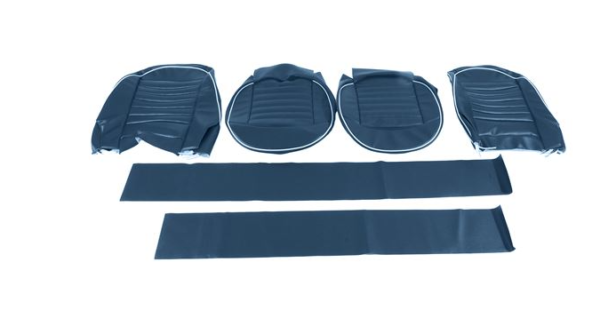 29-KIT DE FUNDAS ASIENTOS DELANTEROS-Azul con ribete blanco-Vinilo