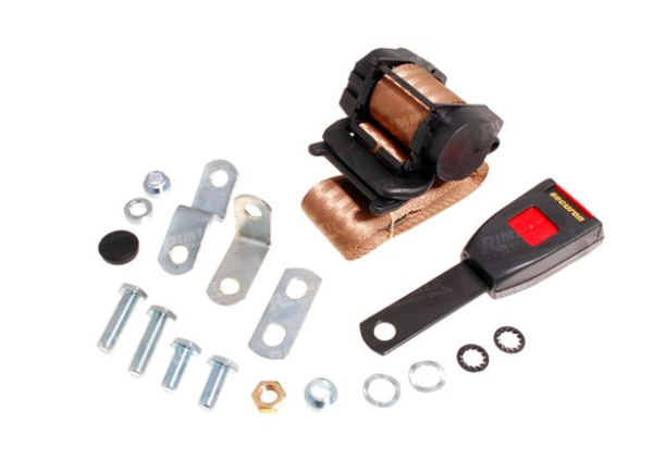 01-KIT DE CINTURÓN  DE SEGURIDAD DTRO.-Carrete de inercia-15cm-LH/RH-Beige