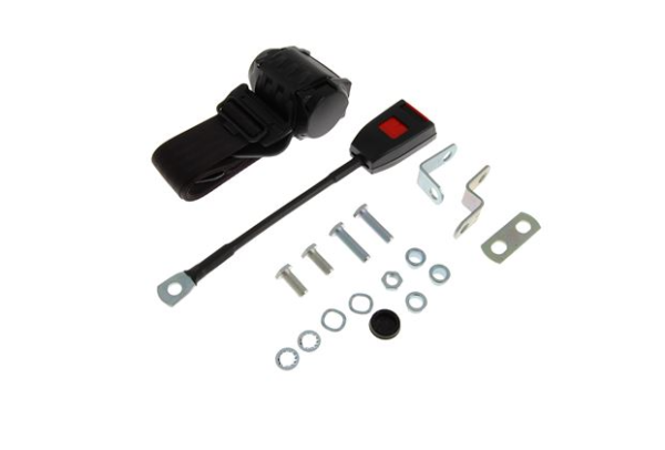 1-KIT DE CINTURÓN  DE SEGURIDAD DTRO.-Carrete de inercia-30cm-LH/RH-negro