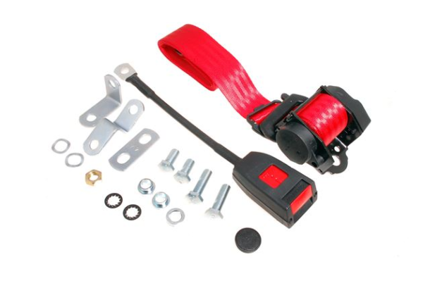 1-KIT DE CINTURÓN  DE SEGURIDAD DTRO.-Carrete de inercia-30cm-LH/RH-Rojo