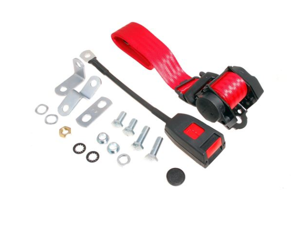1-KIT DE CINTURÓN  DE SEGURIDAD DTRO.-Carrete de inercia-30cm-LH/RH-Rojo Signal
